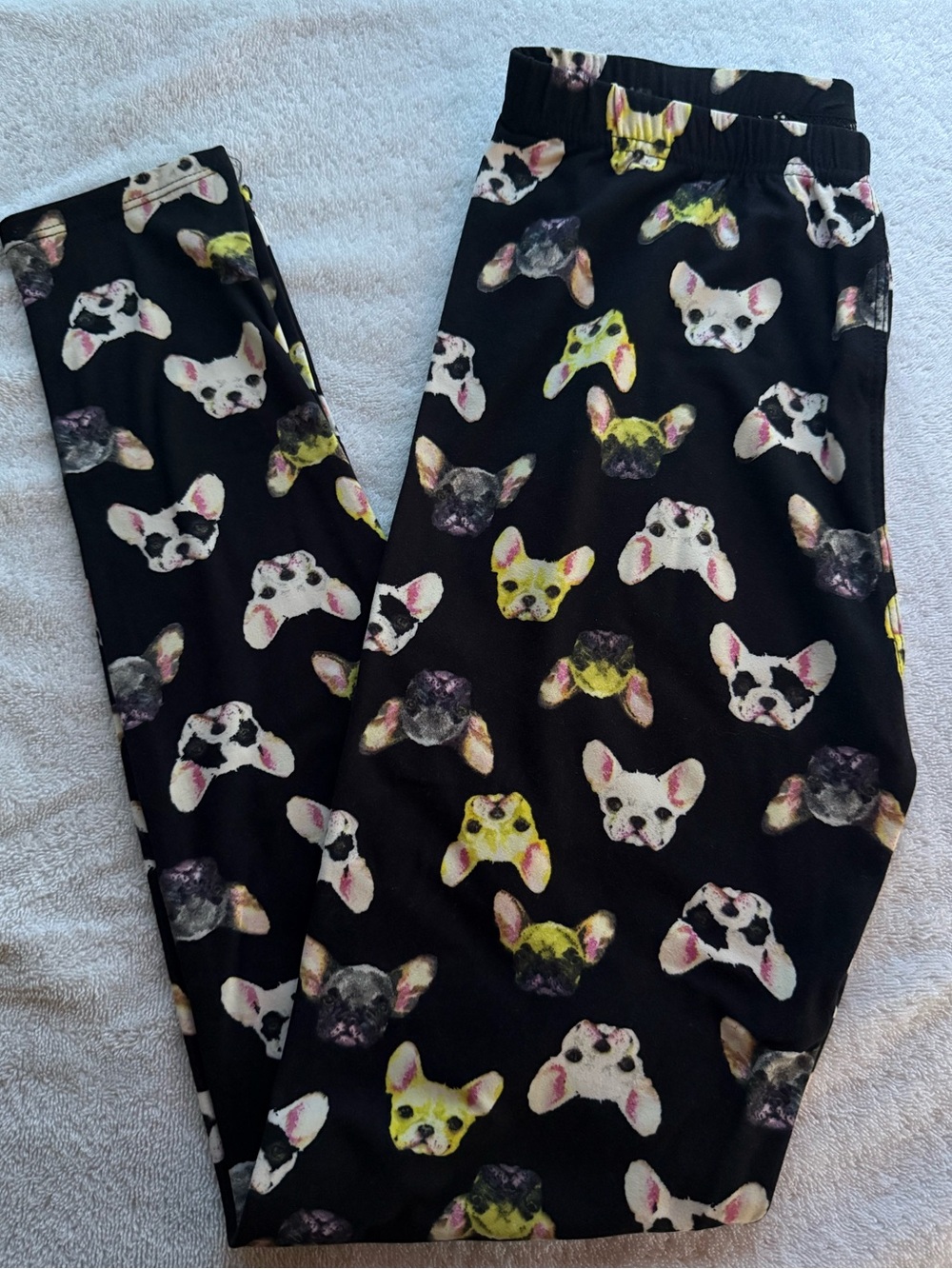Women’s Black French Bulldog Print Leggings - Frenchie One Size